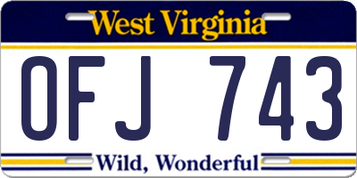 WV license plate OFJ743