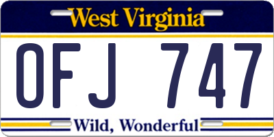 WV license plate OFJ747