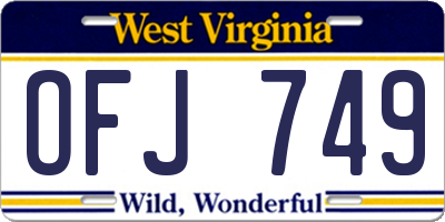 WV license plate OFJ749