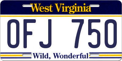 WV license plate OFJ750