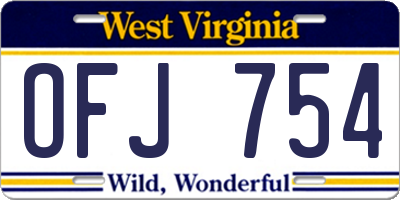 WV license plate OFJ754