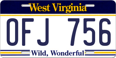WV license plate OFJ756