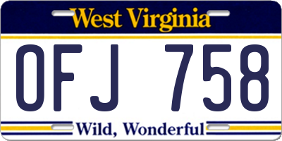 WV license plate OFJ758