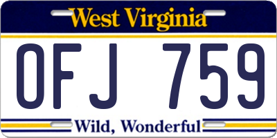 WV license plate OFJ759
