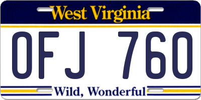 WV license plate OFJ760