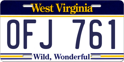WV license plate OFJ761