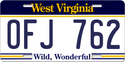 WV license plate OFJ762