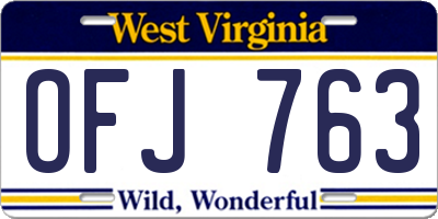 WV license plate OFJ763