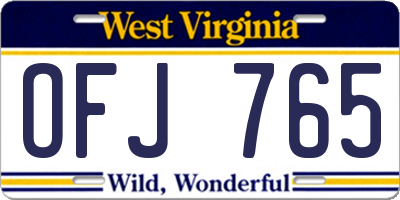 WV license plate OFJ765