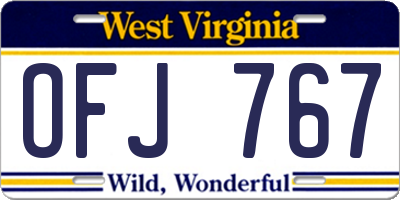 WV license plate OFJ767