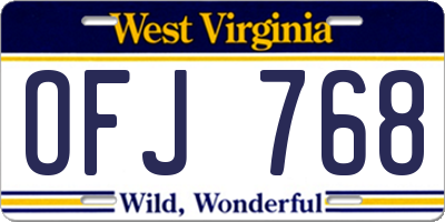 WV license plate OFJ768