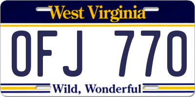 WV license plate OFJ770