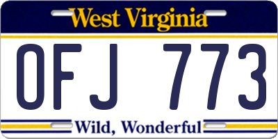 WV license plate OFJ773