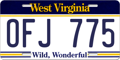 WV license plate OFJ775