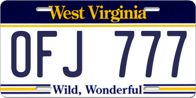 WV license plate OFJ777