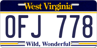 WV license plate OFJ778