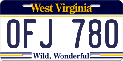 WV license plate OFJ780
