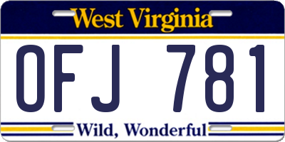 WV license plate OFJ781
