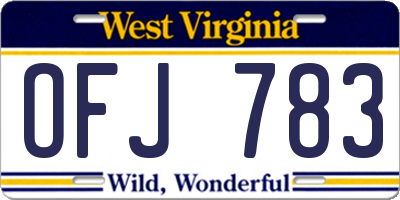 WV license plate OFJ783
