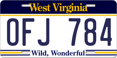 WV license plate OFJ784