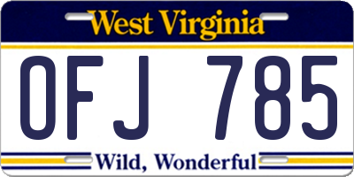 WV license plate OFJ785