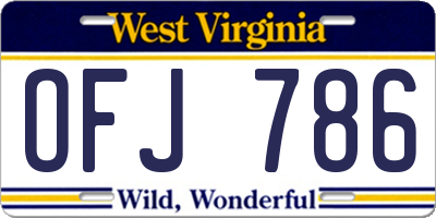 WV license plate OFJ786