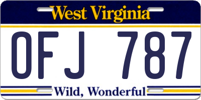 WV license plate OFJ787