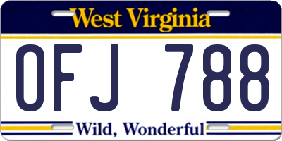WV license plate OFJ788