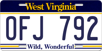 WV license plate OFJ792