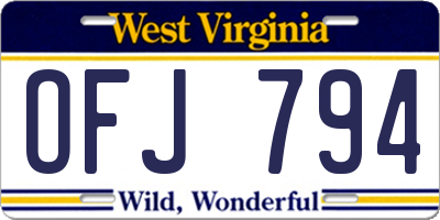 WV license plate OFJ794