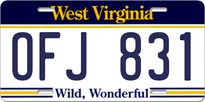 WV license plate OFJ831