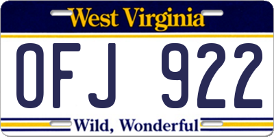 WV license plate OFJ922
