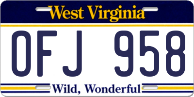 WV license plate OFJ958