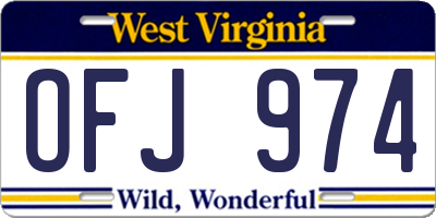 WV license plate OFJ974