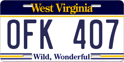 WV license plate OFK407