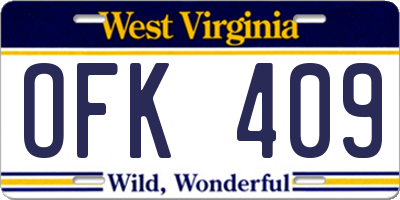WV license plate OFK409