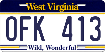 WV license plate OFK413