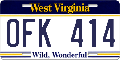 WV license plate OFK414