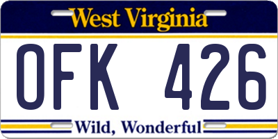 WV license plate OFK426