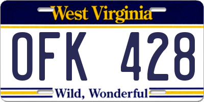 WV license plate OFK428