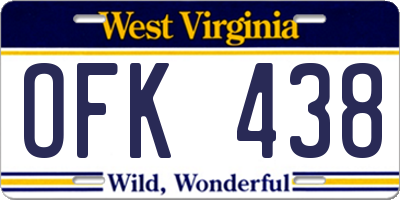 WV license plate OFK438