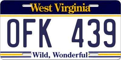 WV license plate OFK439
