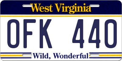 WV license plate OFK440