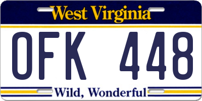 WV license plate OFK448