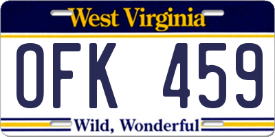 WV license plate OFK459