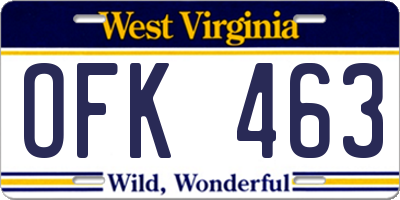 WV license plate OFK463