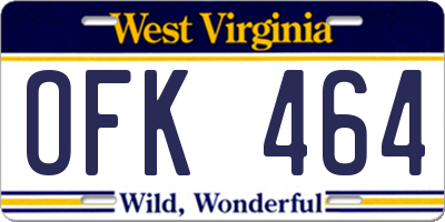 WV license plate OFK464