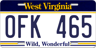 WV license plate OFK465