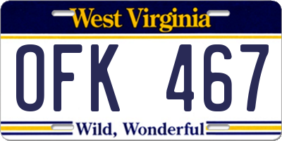 WV license plate OFK467