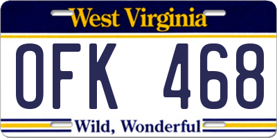 WV license plate OFK468